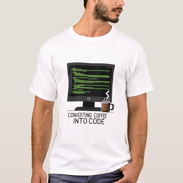 Camiseta Conversión De Café En Código Divertido Pixel Progr (Anverso)