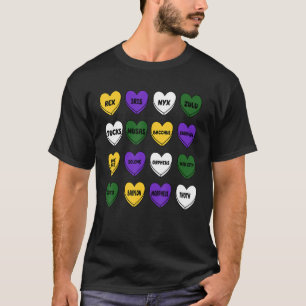 Camiseta Conversión de Mardi Gras Cute Corazones Mardi Gras