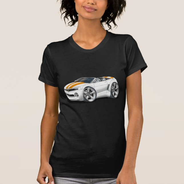 Camiseta Convertible 2012 del Blanco-Naranja de Camaro (Anverso)
