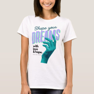 Camiseta Convierte tus sueños con una mano azul que llegue