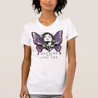 Camiseta Conviértete en Quien Eres Mujer Mariposa Floral