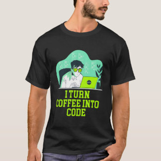 Camiseta Convierto Café En Código Estilo De Vida Técnico De