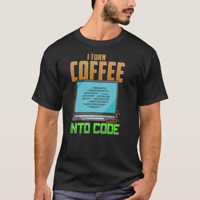 Camiseta Convierto el café en código (Anverso)