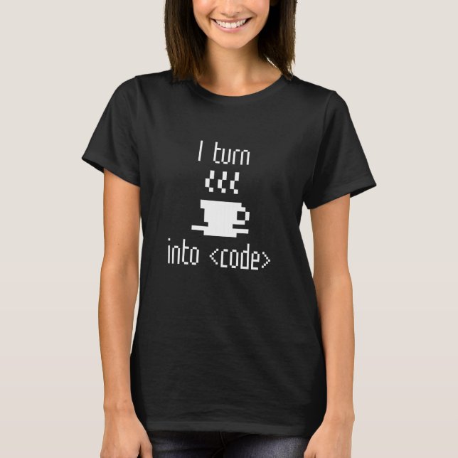Camiseta Convierto el café en código (Anverso)