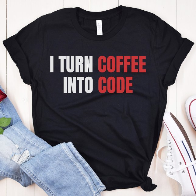 Camiseta Convierto El Café En Código, Codificadora Femenina (Subido por el creador)