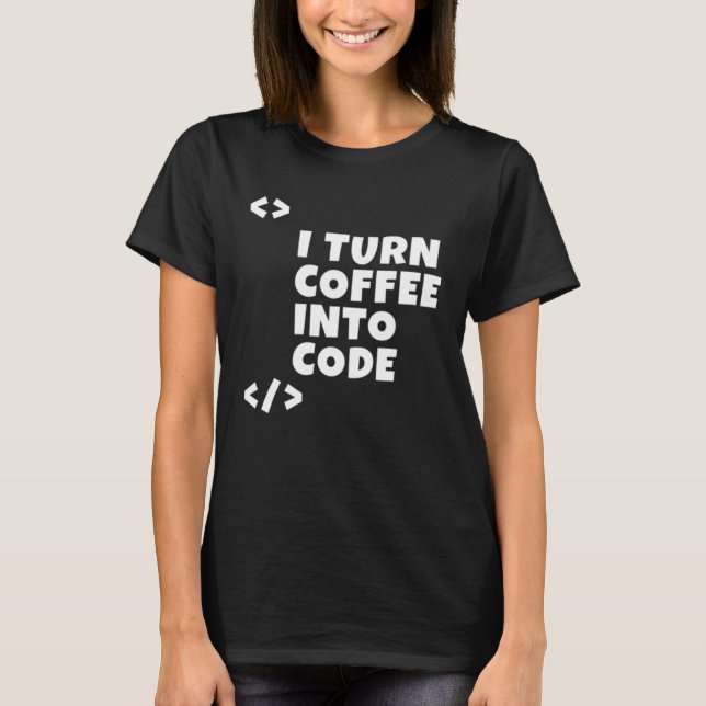 Camiseta Convierto el café en programador de código (Anverso)