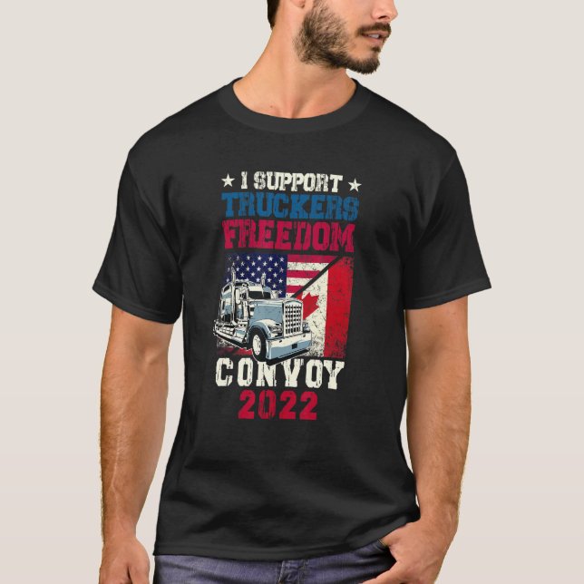Camiseta Convoy de Libertad 2022 Apoyo A Los Camioneros EEU (Anverso)