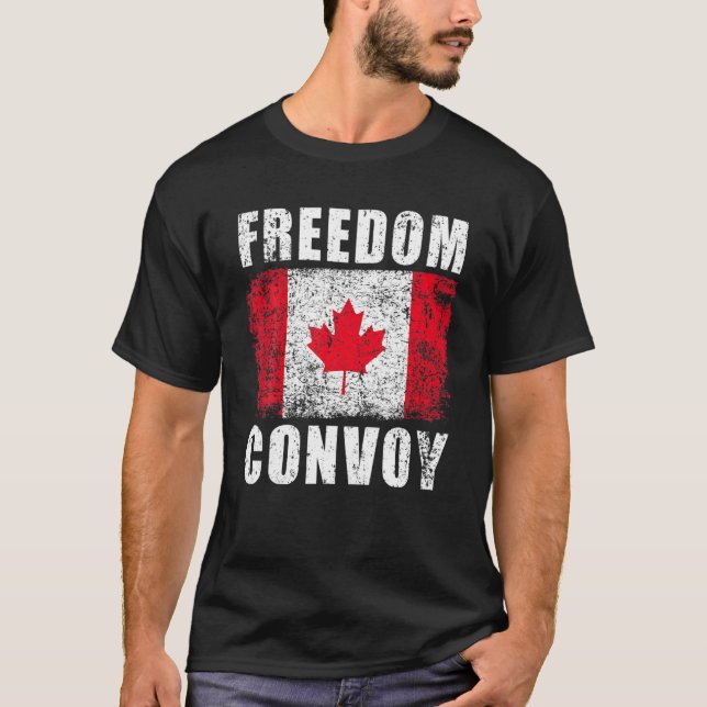 Camiseta Convoy de Libertad 2022 Camión canadiense de apoyo (Anverso)