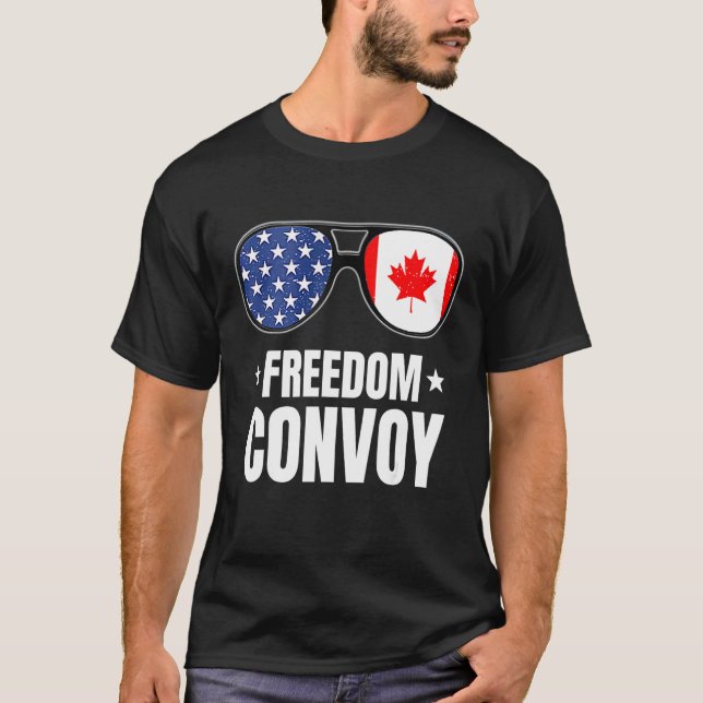 Camiseta Convoy de Libertad 2022 Glasses USA American Canad (Anverso)