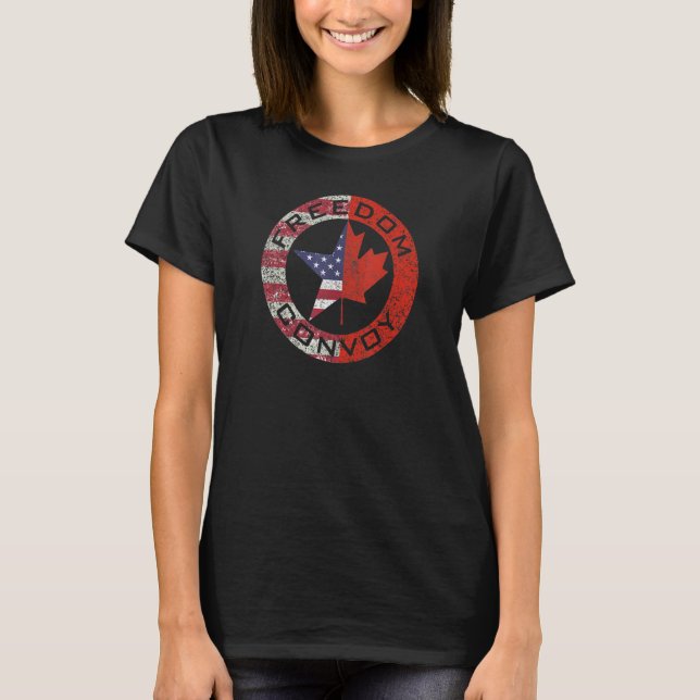 Camiseta Convoy de Libertad Camionero Canadiense Canadá Ban (Anverso)