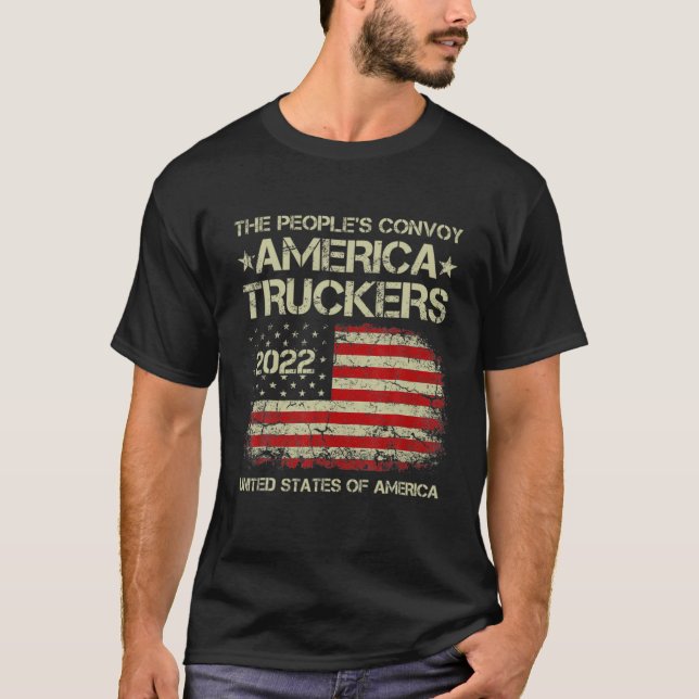 Camiseta Convoy del pueblo 2022 Apoyo a camioneros estadoun (Anverso)
