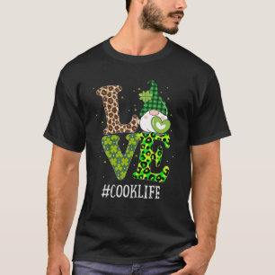 Camiseta Cook Love St Patricks Day Gnome Leopardo Shamrock