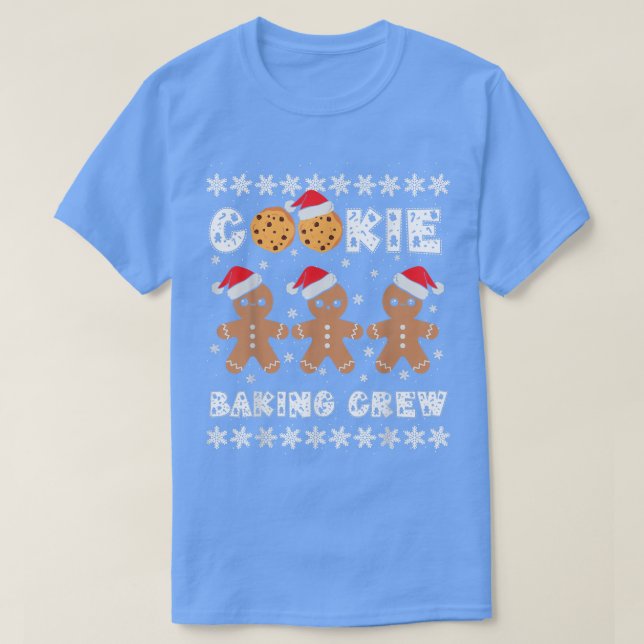Camiseta Cookie Baking Crew Gingerbread Men with Xmas Hats  (Diseño del anverso)