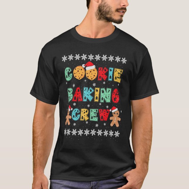 Camiseta Cookie Baking Crew Gingerbread Men With Xmas Hats  (Anverso)