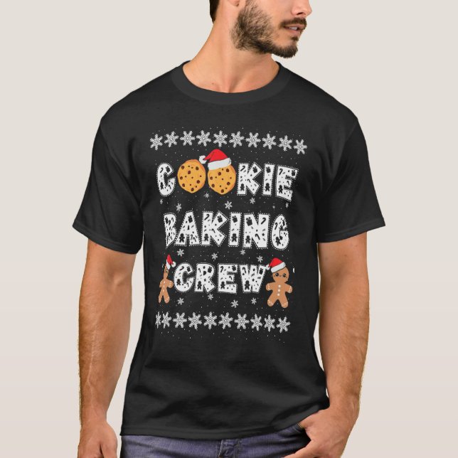 Camiseta Cookie Baking Crew Gingerbread Men With Xmas Hats  (Anverso)