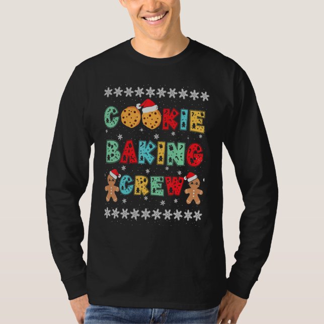 Camiseta Cookie Baking Crew Gingerbread Men With Xmas Hats  (Anverso)