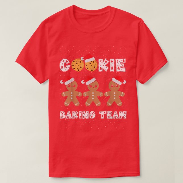 Camiseta Cookie Baking Team Gingerbread Men with Xmas Hats  (Diseño del anverso)
