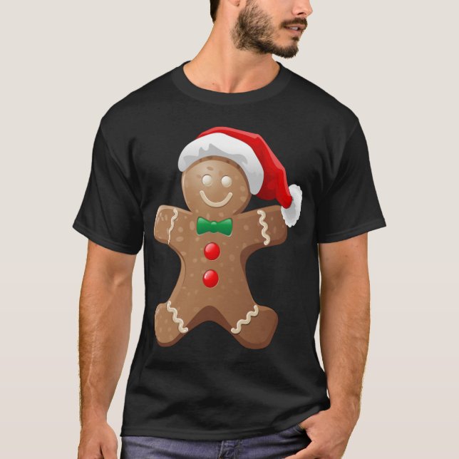 Camiseta Cookie de pan de jengibre con el Gorra de Santa Cl (Anverso)