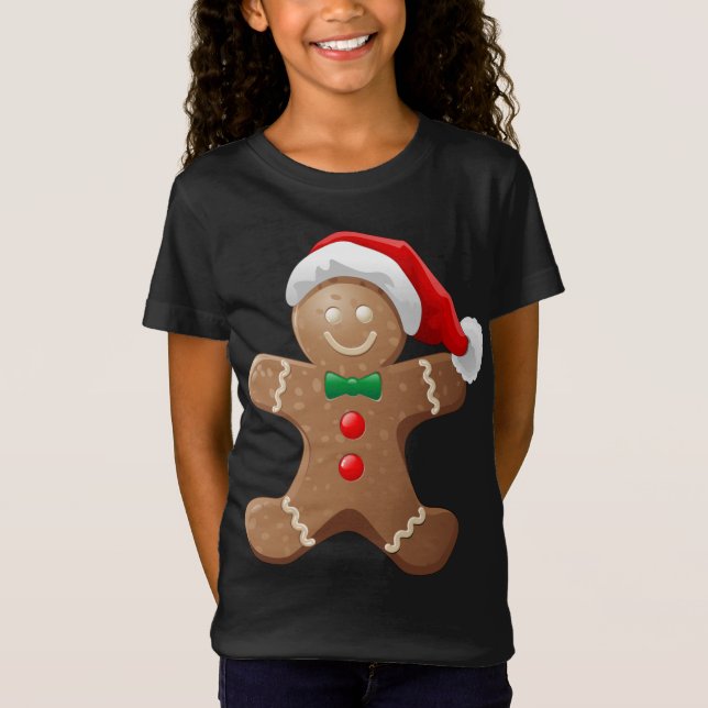 Camiseta Cookie de pan de jengibre con el Gorra de Santa Cl (Anverso)