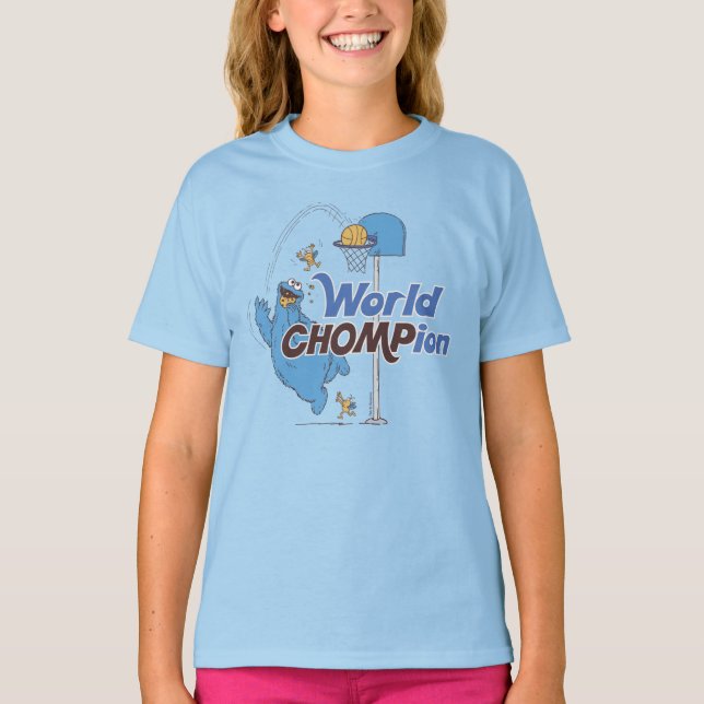Camiseta Cookie Monster | Tiro de aros de básquetbol (Anverso)