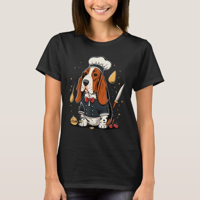 Camiseta Cooking Basset Hound Restaurant cook on Basset Hou (Anverso)