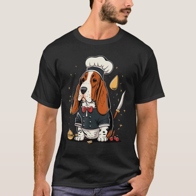 Camiseta Cooking Basset Hound Restaurant cook on Basset Hou (Anverso)