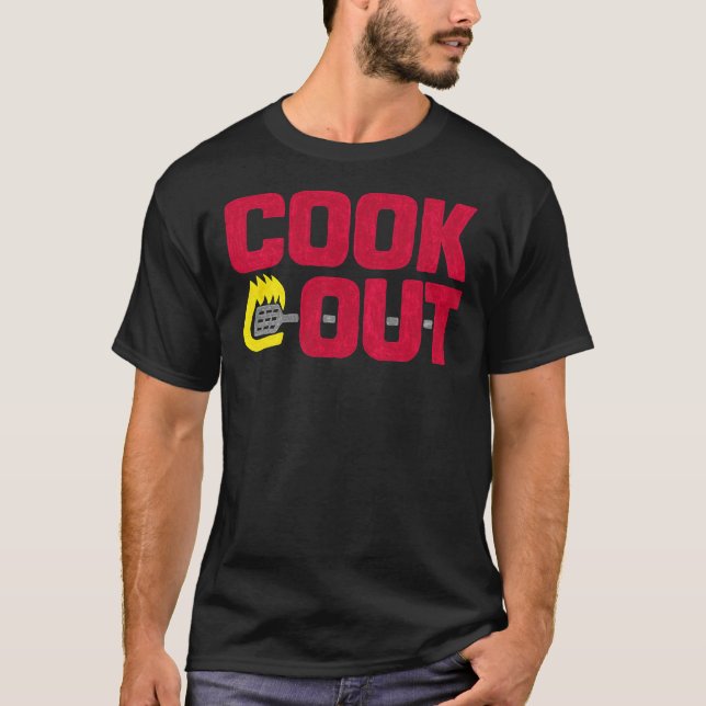 Camiseta Cookout - Textura de charca vintage - rojo &amp; g (Anverso)
