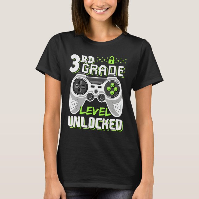 Camiseta Cool 3rd Grade Level Unlocked Video Game Back To S (Anverso)