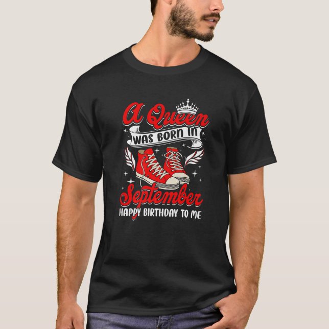 Camiseta Cool A Queen Was Born In September Women Girls Sne (Anverso)