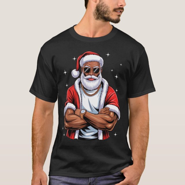 Camiseta Cool African American Santa Black Christmas Pajama (Anverso)