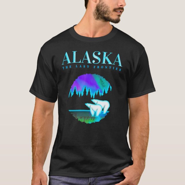 Camiseta Cool Alaska Pair of Polar Bear with Aurora Snow Sc (Anverso)