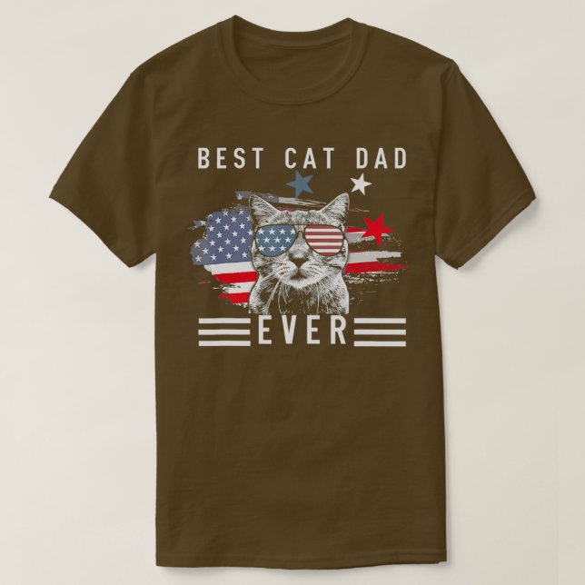 Camiseta Cool American Cat  Best Cat Dad Ever Meow Kitty Ca (Diseño del anverso)