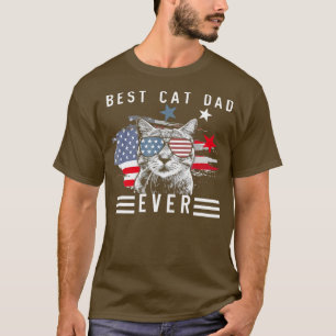 Camiseta Cool American Cat Best Cat Dad Ever Meow Kitty Ca