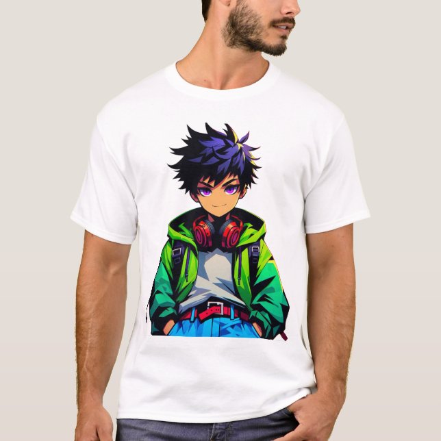 Camiseta Cool Anime Boy Art (Anverso)