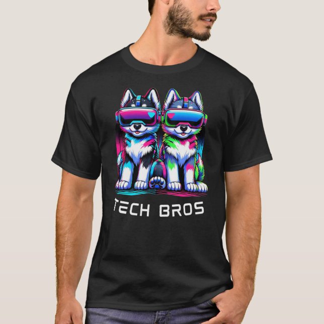 Camiseta Cool Anime Dog Cartoon Puppies VR Tech Bros (Anverso)