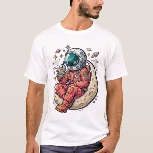 Camiseta Cool Astronaut Riding Moon Amante del E