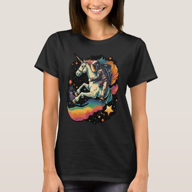 Camiseta Cool Astronaut Spaceman Riding A Rainbow Unicorn I (Anverso)