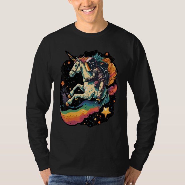 Camiseta Cool Astronaut Spaceman Riding A Rainbow Unicorn I (Anverso)