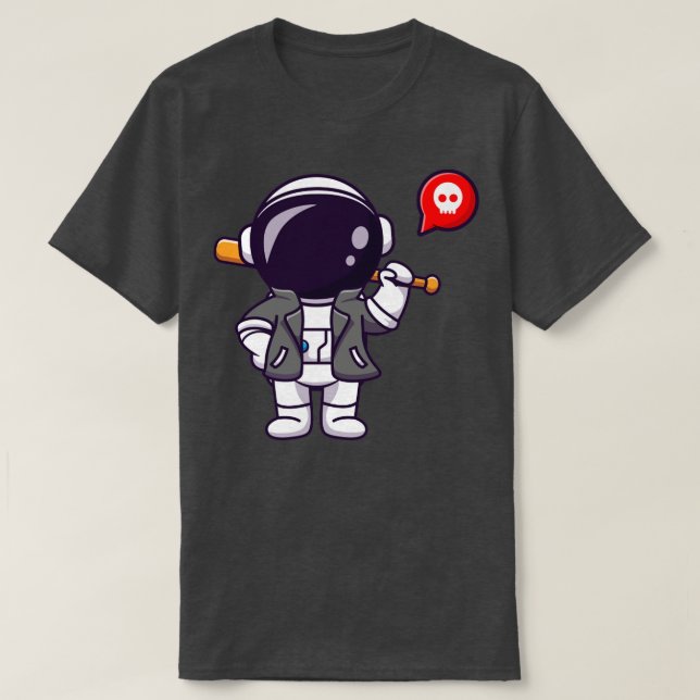 Camiseta Cool Astronaut With Baseball Bat And Jacket Cartoo (Diseño del anverso)