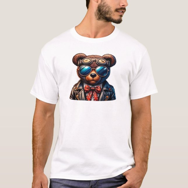 Camiseta Cool Bear Aviator Cartoon – Retro Pilot (Anverso)