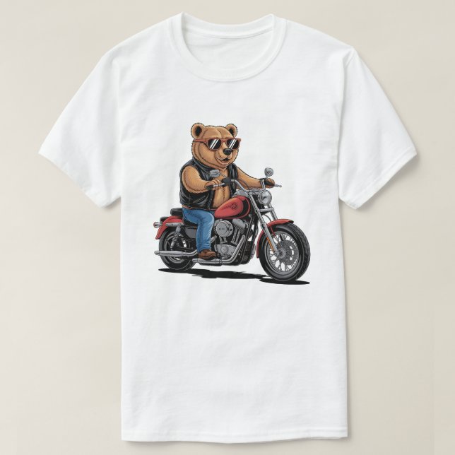 Camiseta Cool Biker Bear on Bobber Motorcycle (Diseño del anverso)
