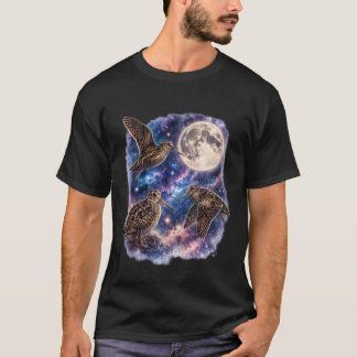 Camiseta Cool Bird Lover Woodcock Birds Under Moon Galaxy