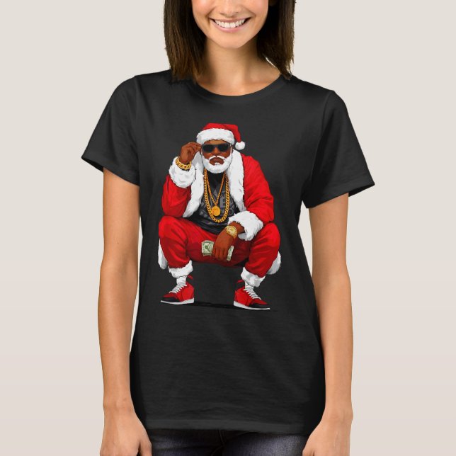 Camiseta Cool Black Man Santa Claus Christmas African Ameri (Anverso)