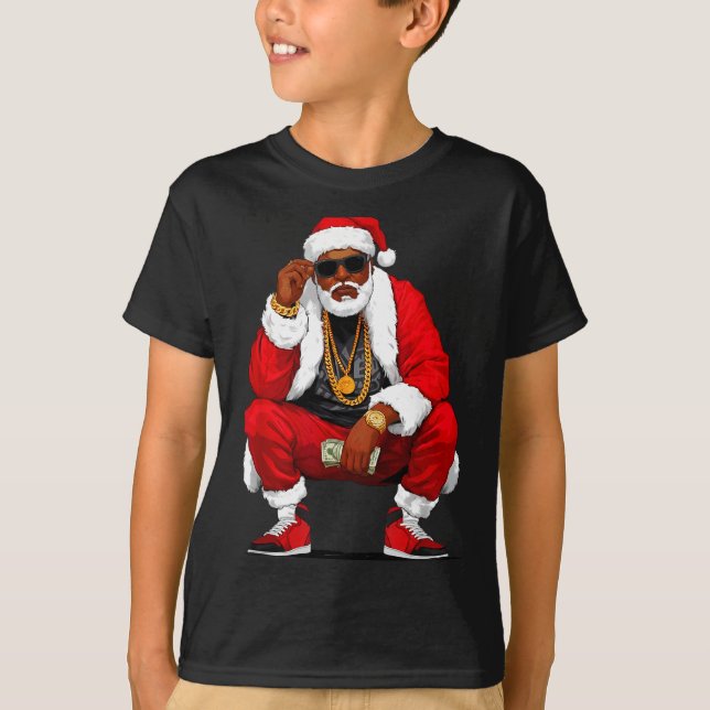 Camiseta Cool Black Man Santa Claus Christmas African Ameri (Anverso)