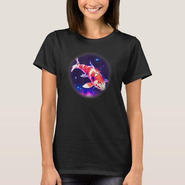 Camiseta Cool blue purple Night Asian koi fish, Japanese ca (Anverso)