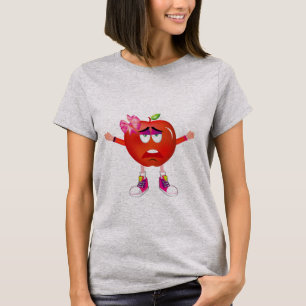 Camiseta Cool Bored Red Apple Girl Cartoon Shirt
