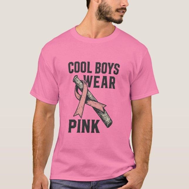 Camiseta Cool Boys Wear Pink for Cancer Solidarity (Anverso)