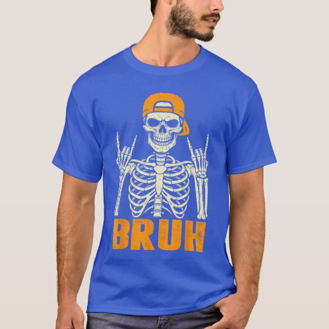 Camiseta Cool Bruh Rocker Skeleton Halloween Punk Rock Men  (Anverso)