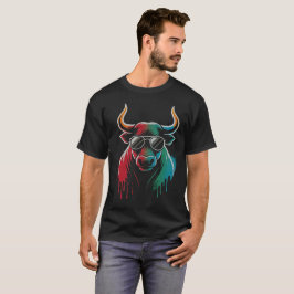 Camiseta "Cool Bull Drip – Vibe de Arte Callejero Neon"
