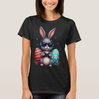 Camiseta Cool Bunny With Sungl And Video Games Decor Easter
